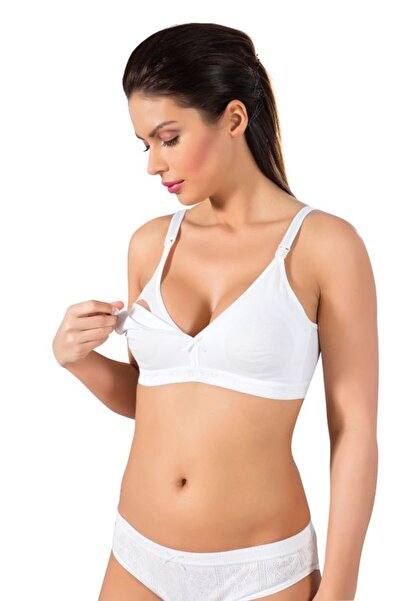 LÜXDRM Γυναικείο βαμβακερό άνετο λευκό σουτιέν θηλασμού (με δώρο κάλτσες)