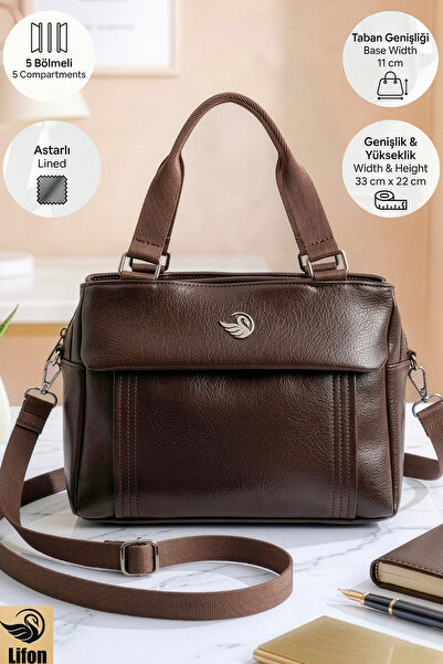 Lifonbag Γυναικεία τσάντα χειρός και ώμου με 5 θήκες, φερμουάρ και 2 λουράκια...