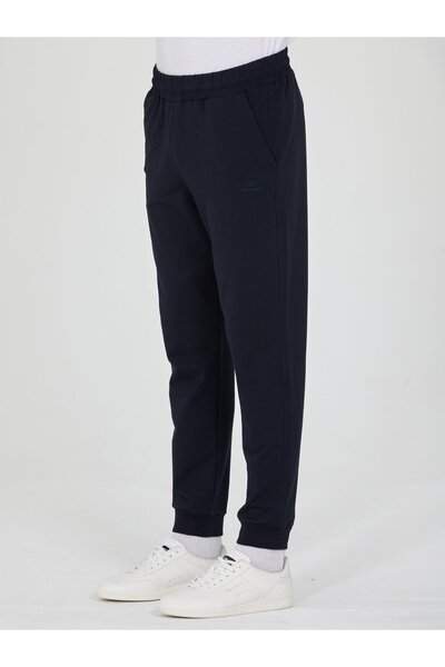 Shooter Sportswear Navy Blue Men's Slim Fit Sweatpants with Elastic Cuffs, Ca...