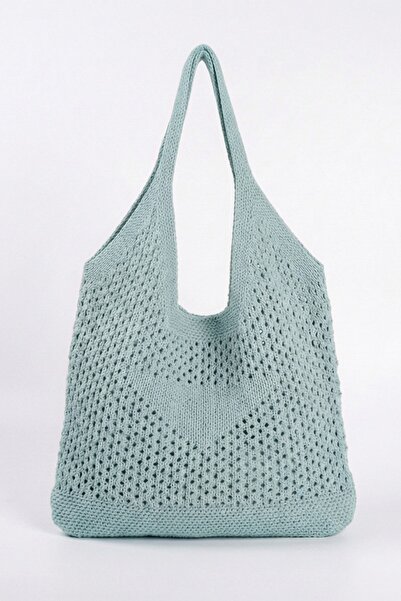 BAHELS Γυναικεία τσάντα ώμου από πλέγμα Water Green Mesh Model Beach, Shopper...