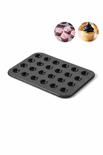 Saule Karbon Çelik 24 lü Mini Muffin Tartolet Cupcake Kek Pişirme Kalıbı cin8...