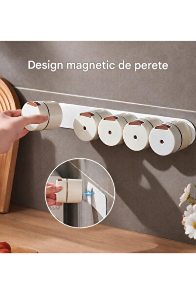 OEM Set of 6 x Wall Mounted Spice Containers, Strong Magnetic Grip