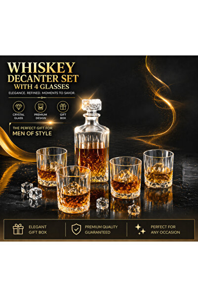 Cook Concept Σετ καράφας ουίσκι και ποτηριών, 4 ποτήρια 200 ml + καράφα 940 m...