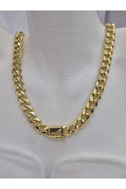 MY ESTA JEWELRY UNİSEX GOLD KÜBA ZİNCİR KOLYE ÖZEL KİLİT MEKANİZMALI