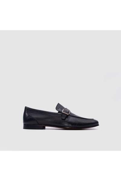 TOGO Men's Brown Genuine Leather Casual Loafer Shoes with Buckle [052360]