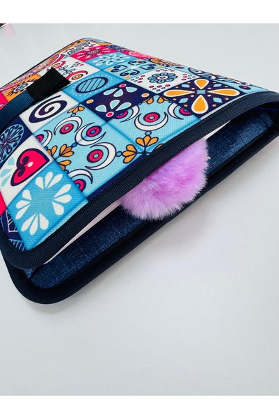 MORA BAG Tablet/Book/Laptop Bag 14 Inch - Colorful Mandala Pattern/ Navy Blue