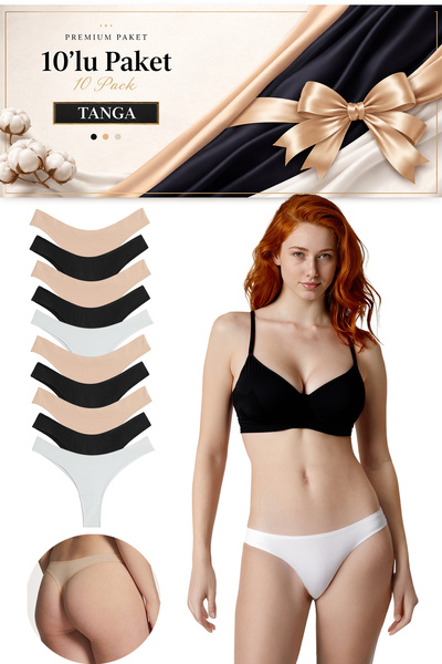 Yohannes Club Kadın, Pamuklu Basic Tanga Külot, 10'Lu Paket, Feminen tasarım
