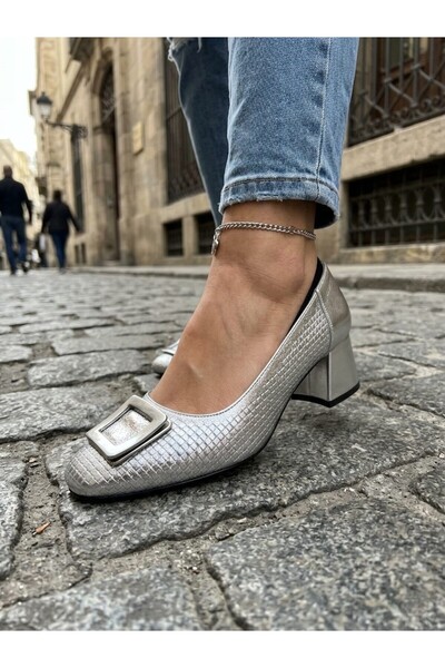 MARCO ROCCO Genuine Leather Square Toe Evening Dress Women's Shoes