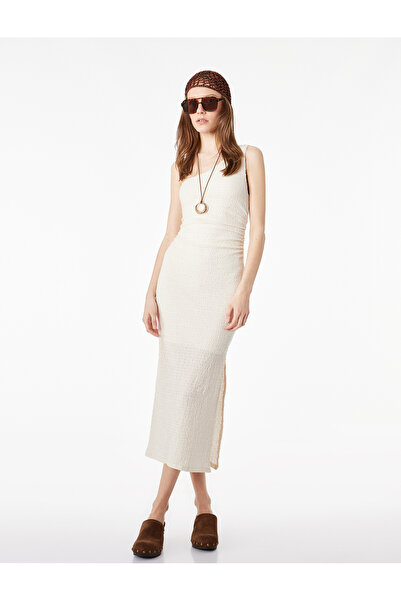 Koton Φόρεμα με έναν ώμο, στενή εφαρμογή, ντραπέ, μακρύ, με λεπτομέρεια δεσίμ...