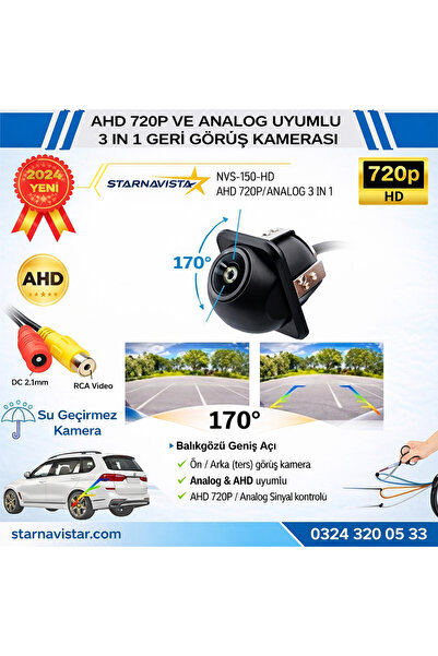 Navistar AHD 720P ve Analog Pal Çevrilebilir 170 Derece Balıkgözü Geniş Açılı...
