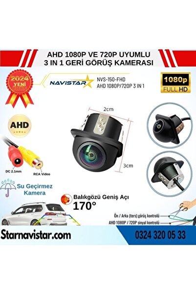 Navistar AHD 1080P ve 720P Çevrilebilir 170 Derece Balıkgözü Geniş Açılı Geri...