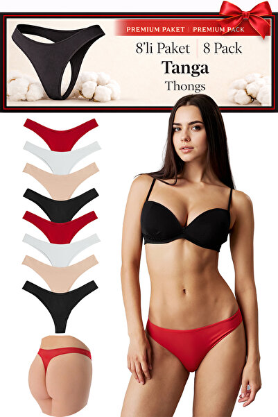 Yohannes Club Kadın, Pamuklu Basic Tanga Külot, 8'Li Paket, Feminen Stil, Yum...