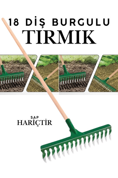 KAYRA LEATHER CRAFT 18 Diş Tırmık Metal Burgulu Bahçe Tarla Tırmık Çim Peyzaj...