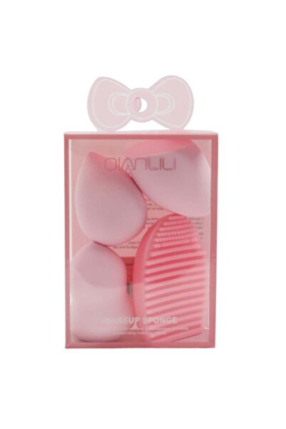 Salon System Makeup Sponges Set with Cleaning Brush 4 Pieces Random