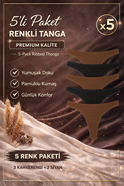 Yohannes Club Kadın, Pamuklu Basic Tanga Külot, 5'Li Paket, Gün boyu nefes al...