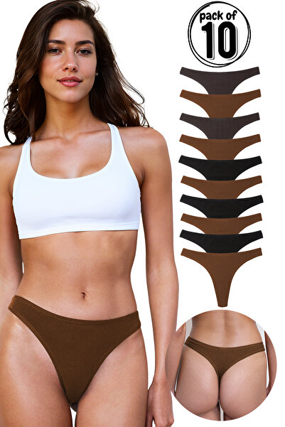 Yohannes Club Γυναικεία, βαμβακερά βασικά εσώρουχα στρινγκ, συσκευασία 10 τεμ...