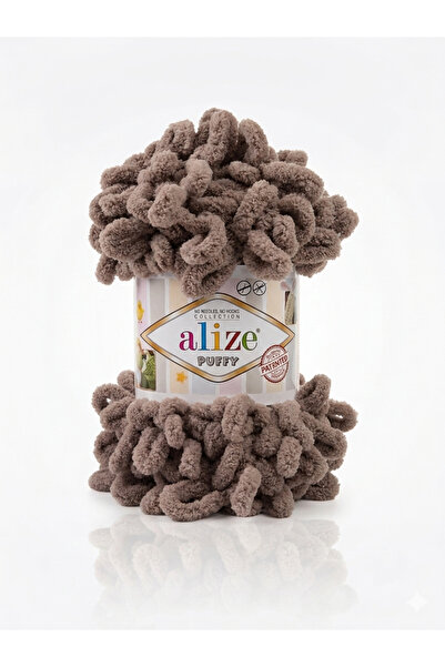 Alize Puffy Örgü İpi Kod:990 Lot:953730 Sütlü Kahve/Koyu Bej