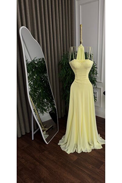 Diva style فستان سهرة أصفر