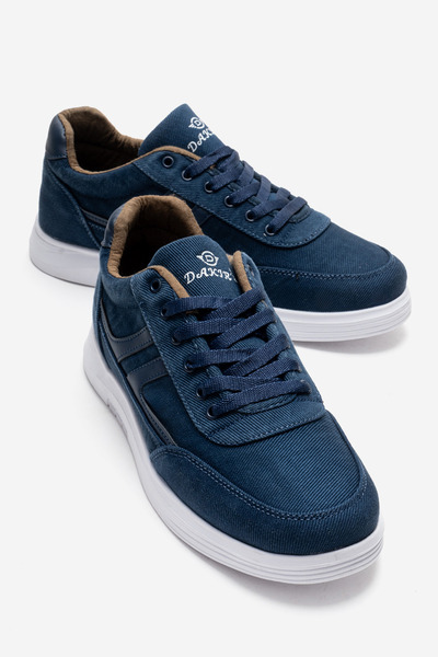 CCWAY AYAKKABI Ανδρικά Λινά Παπούτσια με Δύο Λωρίδες ΜΠΛΕ