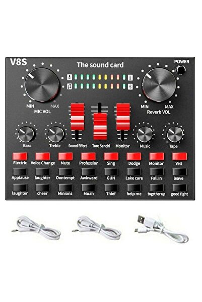 Generic بطاقة صوت V8S للبث المباشر مع بلوتوث، لوحة مزج صوتي، واجهة صوتية 3.5 ...