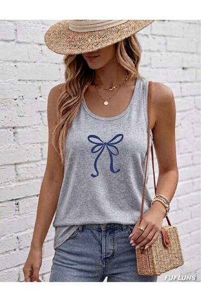 FUFLUNS Γυναικείο εσώρουχο με στρογγυλή λαιμόκοψη και στάμπα κορδέλας