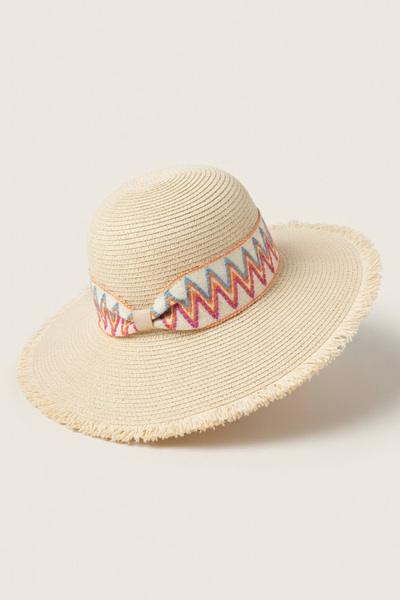 Mollycrush Γυναικείο Μπεζ έθνικ κεντημένο καλοκαιρινό ψάθινο καπέλο παραλίας ...