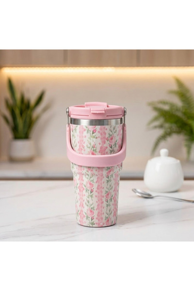 Mihristore Çelik Termos Taşıma Kulplu Paslanmaz Çelik Termos 900 ML Mug Vakum...