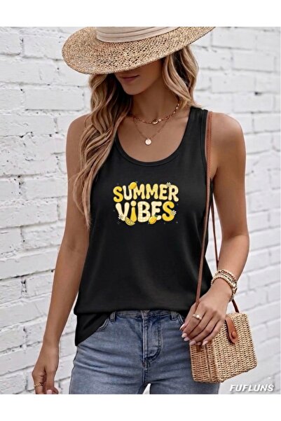 FUFLUNS Summer Vibes Printed Women's Round Neck T-Shirt