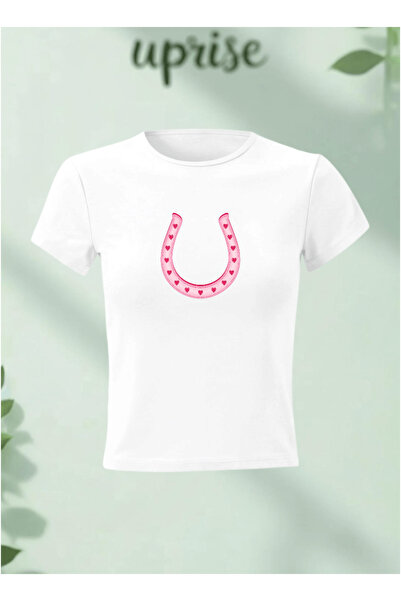 Vordevia Μπλουζάκι Crop T-shirt από βαμβακερό Lycra με στάμπα Horseshoe At Na...
