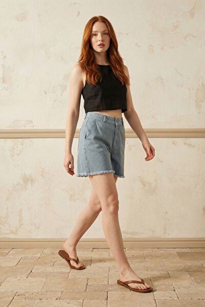 Hiccup MY FASHION Τζιν σορτς με ψηλή μέση και φαρδιά μπατζάκια