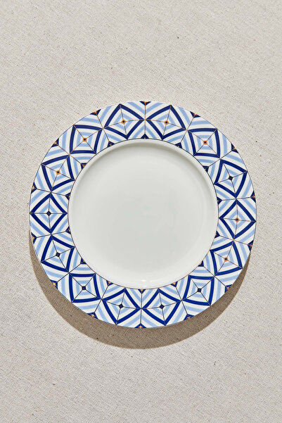 Paşabahçe Nautical Porselen Pasta Tabağı Mavi Beyaz - 1 Adet