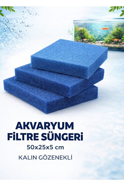 White Balance Akvaryum Filtre Süngeri Kalın Gözenekli Mavi 10 PPI 50x25x5 cm.