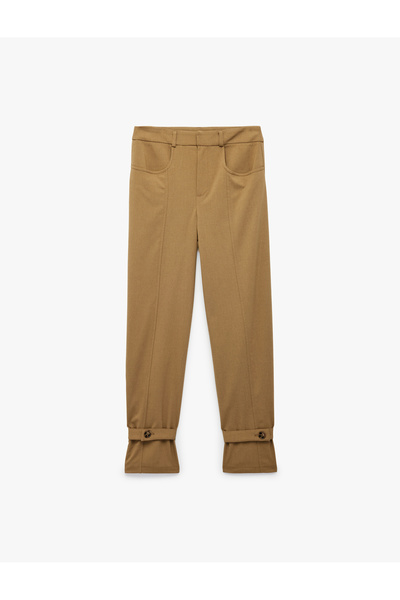 Koton Παντελόνι ψηλόμεσο με ραβδώσεις και τσέπες με λεπτομέρεια επωμίδας