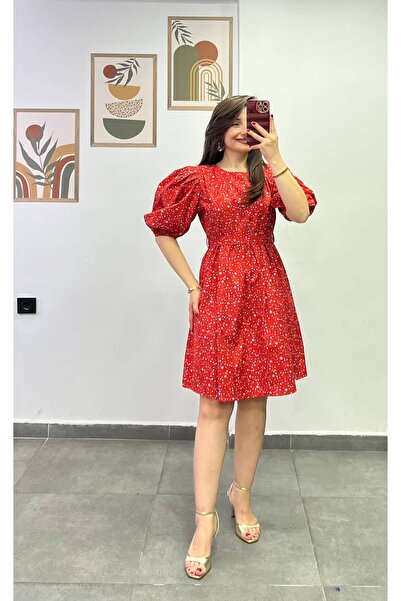 bydenizcollection Balloon Sleeve Belted Dress