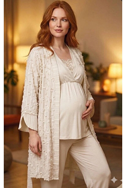 SS HOME CONCEPT Bone 6209 women's 3-piece woven robe & pajama set