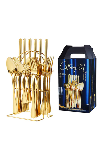 CasaDesteapta.ro Σετ μαχαιροπίρουνα 24 τεμαχίων με βάση, από ανοξείδωτο ατσάλι