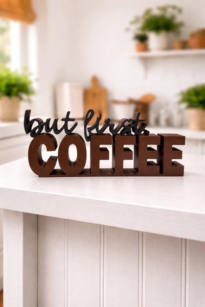 Baalaa But First Coffee Dekoratif Yazı Kahve Köşesi Aksesuarı-Kahve Köşesi De...