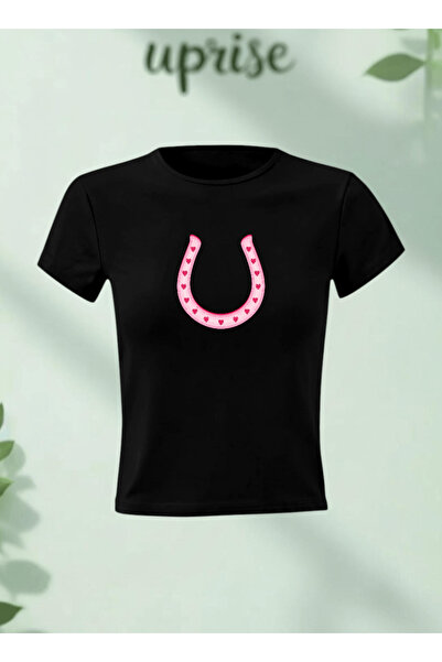 Vordevia Μπλουζάκι Crop T-shirt από βαμβακερό Lycra με στάμπα Horseshoe At Na...