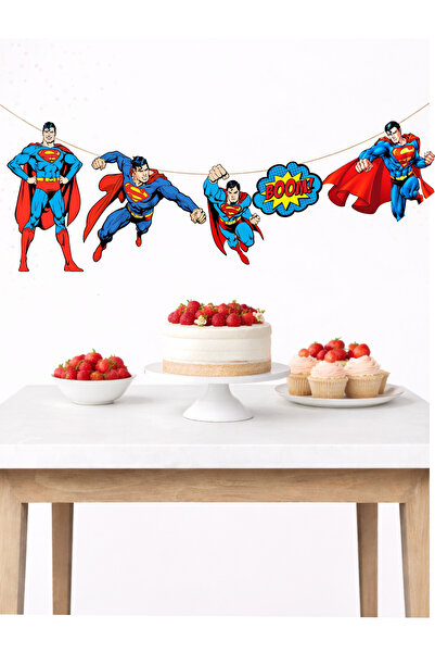 Sinek Kupası Tasarım Superman Banner Party and Birthday Decoration 5 Figures ...
