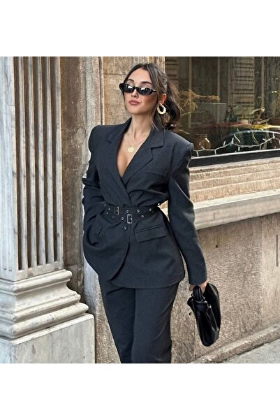 Butik Kemerli Ceket Takım