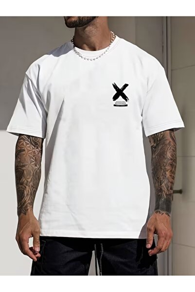 AEMİ Unisex The X Printed Oversize T-shirt με λαιμόκοψη ποδηλάτου