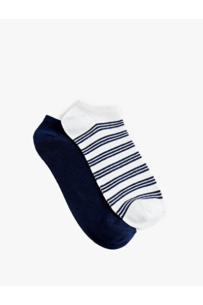 Koton Striped Cotton 2-Piece Invisible Socks Set
