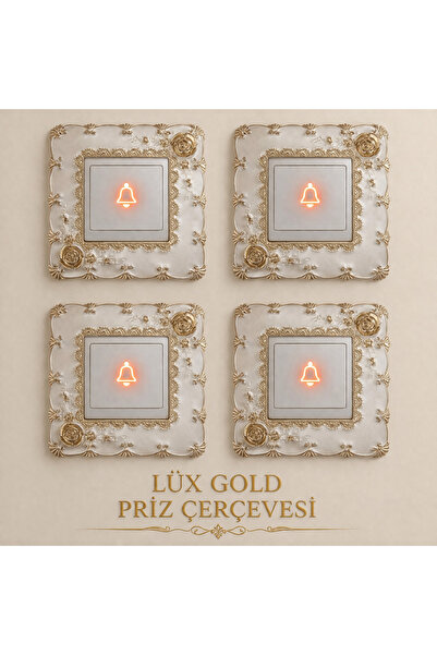 Marrone 4 τεμάχια χρυσού πλαισίου πρίζας με μοτίβο τριαντάφυλλου και λεπτομέρ...
