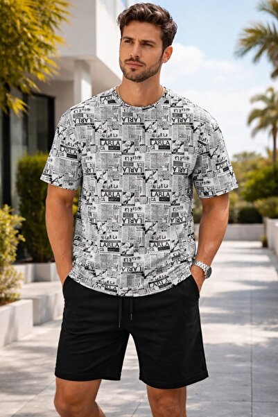 orwen life est. 2022 Ανδρικό T-Shirt με σχέδια OVERSIZ, Μαύρο Σετ Σορτς, Καλο...