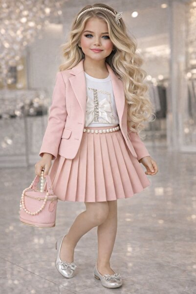 Bisahane Κοριτσίστικη Φούστα, Μπουφάν, Μπλουζάκι, Τσάντα, Ζώνη με Κορώνα, Σετ...