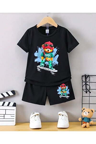 Kids Καλοκαιρινό σετ με σορτς για αγόρια με στάμπα αρκουδάκι και τσουλήθρα