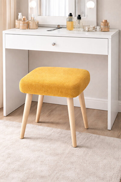 MervishDecor Ahşap Ayaklı Dekoratif Kare Puf Tabure Bench Koltuk Sandalye
