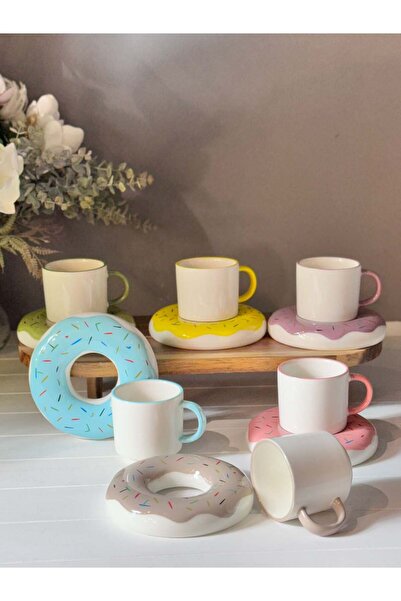 şirineşyalarım Donut 6 Kişilik Porselen Türk Kahvesi Fincan Takımı