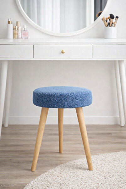 MervishDecor Ahşap Ayak Dekoratif Puf Tabure Bench Koltuk Sandalye