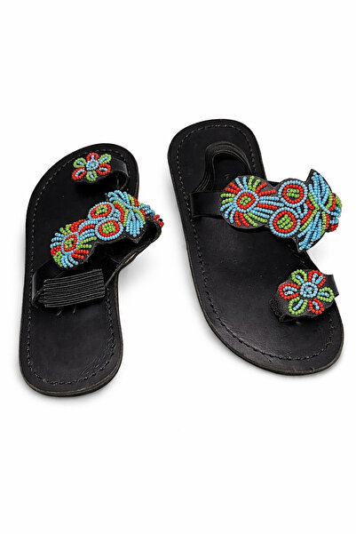 Desert & nile artistry صنادل جلدية مزينة بالخرز للأطفال الأفارقة